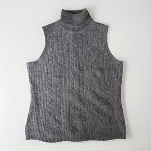 Vintage‎ Rafaella Sleeveless Turtleneck Sweater Gray Angora Lambswool Y2K Size M